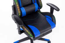 Load image into Gallery viewer, Naz Ultimate Series Ergonomic Gaming Chair with RGB LED lights-Blue on Black
