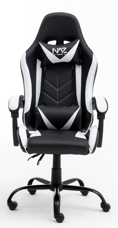 Naz Comfort Ergonomic Gaming Chair-White on Black